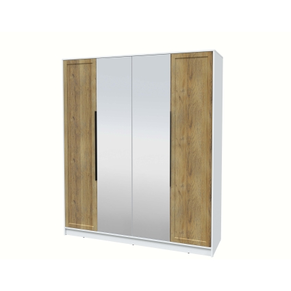 Шкаф распашной Тренд КТ-Ш4 (з) (Белый платинум ЛДСП/ Дуб вотан ЛМДФ) Ш1800 В2128 Г547